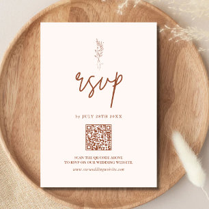 Minimalistische Terrakotta-Braunorange-Boho-Hochze RSVP Karte