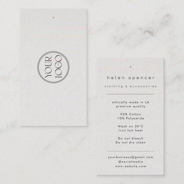 Minimalistische Texturkleidung Visitenkarte (Vorne/Hinten)