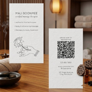 Minimalistische Thai-Massage-QR-Code-Visitenkarte Visitenkarte