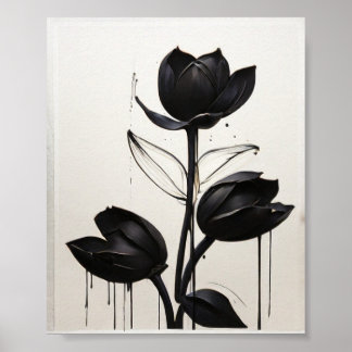 Minimalistische Tinte Blume Abstrakte Florenz Kuns Poster