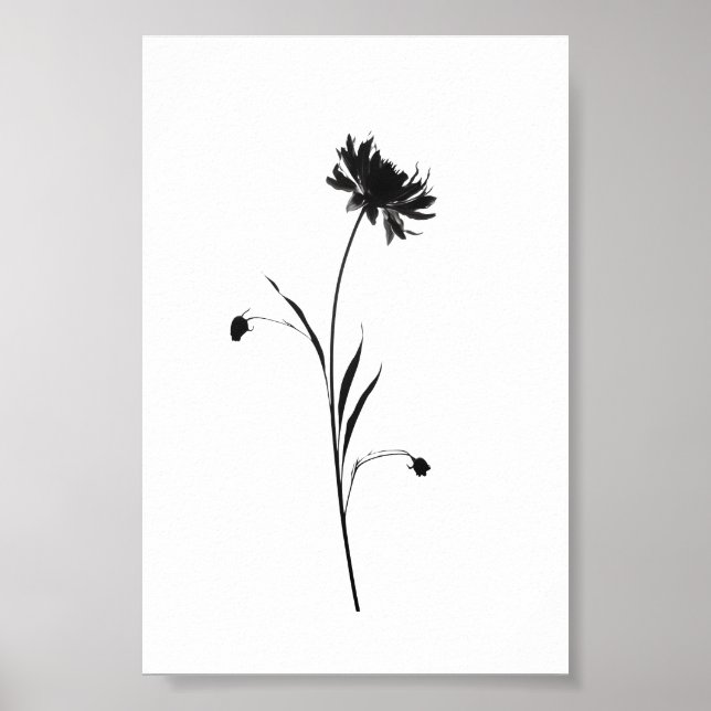 Minimalistische Tinte Blume Abstrakte Florenz Kuns Poster (Vorne)
