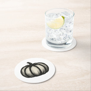 Minimalistische Tinte Pumpkin - Herbsternte Kunst Runder Pappuntersetzer