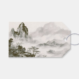 Minimalistische Tinten-Nebel-Zen-Berglandschaft Geschenkanhänger