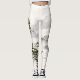 Minimalistische Tinten-Nebel-Zen-Berglandschaft Leggings