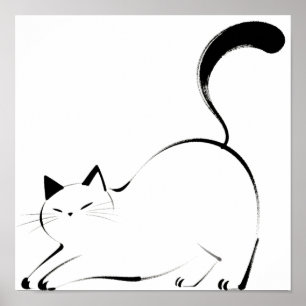 Minimalistische Tintenkatze, One-Line-Kunst Poster