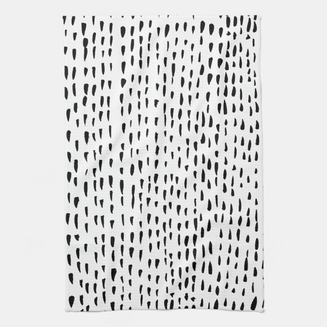 Minimalistische Tintenpatronen Schwarz-weiß Geschirrtuch (Vertikal)