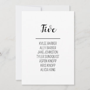 Minimalistische Tischnummer 5 Sitzplakette