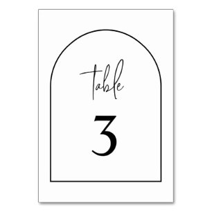 Minimalistische Tischnummer Schwarz/Weiß