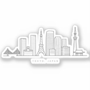 Minimalistische Tokyo-Skyline-Illustration Aufkleber