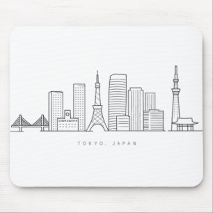 Minimalistische Tokyo-Skyline-Illustration Mousepad