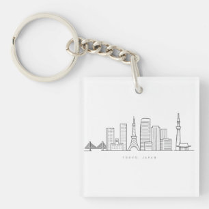Minimalistische Tokyo-Skyline-Illustration Schlüsselanhänger
