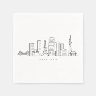 Minimalistische Tokyo-Skyline-Illustration Serviette