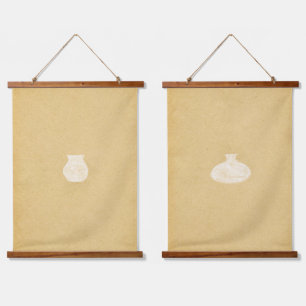 Minimalistische Tontöpfe Wandteppich Mit Holzrahmen