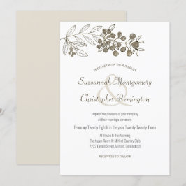Minimalistische Top Border Berry Leaf Wedding Einladung