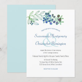 Minimalistische Top Border Berry Leaf Wedding Einladung