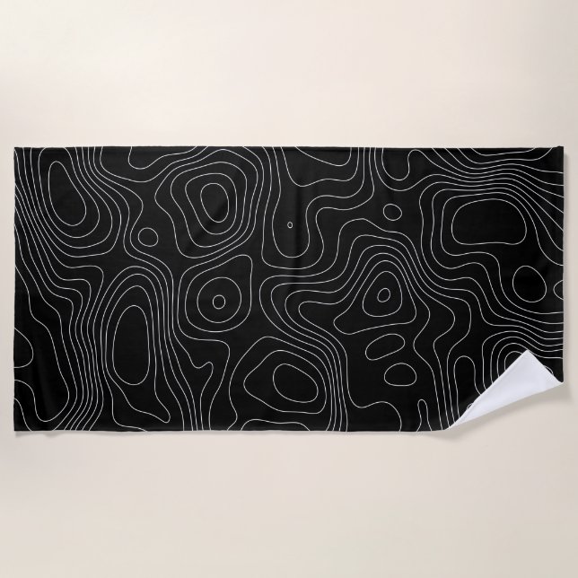 Minimalistische topografische Kontaktlinien Strandtuch (Vorderseite)
