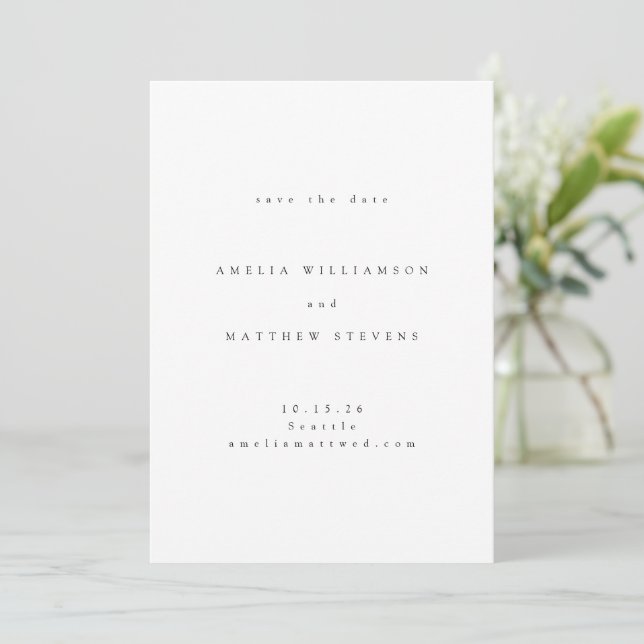 Minimalistische, traditionsreiche Typografie-Hochz Save The Date (Stehend Vorderseite)