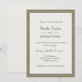 Minimalistische Trauung mit Oliven-Graustreifen Einladung