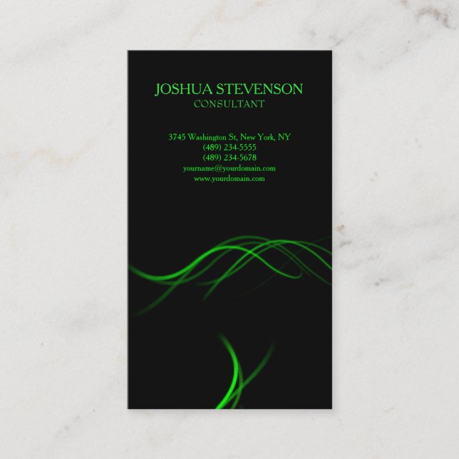 Minimalistische, trendy Black Green Curves Visitenkarte (Vorderseite)