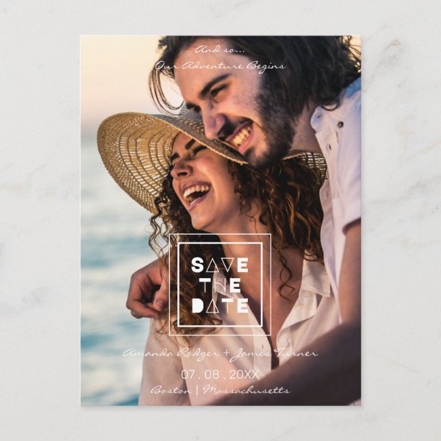 Minimalistische Trendy Romantic Foto Couple Weddin Postkarte (Vorderseite)