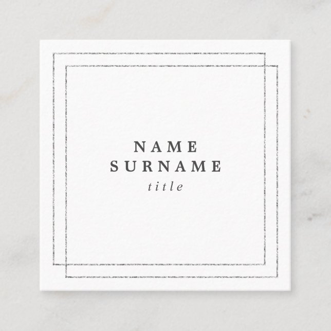 Minimalistische Trendy silberne quadratische Visitenkarte (Vorderseite)