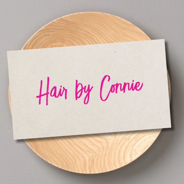 Minimalistische trendy Textur Beige Pink Hair Styl Visitenkarte (Von Creator hochgeladen)
