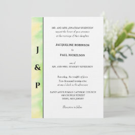 Minimalistische Tropengelbe Monogramm Einladung