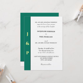 Minimalistische Tropengelbe Monogramm Einladung