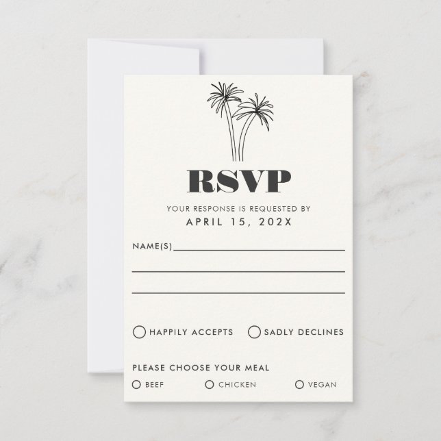 Minimalistische Tropics Wedding RSVP Card Karte (Vorderseite)