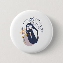Minimalistische tropische Boho-Frau in Blue