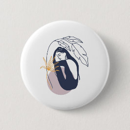 Minimalistische tropische Boho-Frau in Blue Button