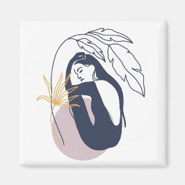 Minimalistische tropische Boho-Frau in Blue Magnet