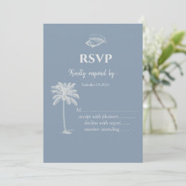 Minimalistische tropische Hochzeit Dusty Blue UAWG Einladung