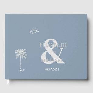 Minimalistische tropische Hochzeit Staubblau Gästebuch