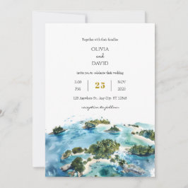 Minimalistische tropische Palmeninseln Hochzeit am Einladung