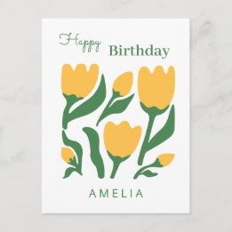 Minimalistische Tulpen-Blumen-Geburtstag, Benutzer Postkarte