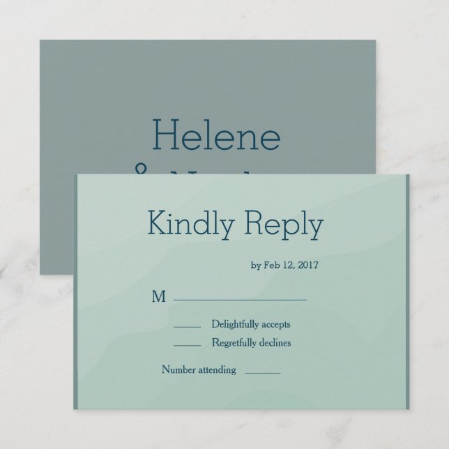 Minimalistische türkisfarbene Hochzeit rsvp Einladung (Vorne/Hinten)