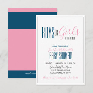 Minimalistische Twin GENDER REVEAL Dusche NAVY & P Einladung