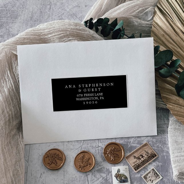 Minimalistische Typografie | Black Guest Address L Aufkleber (Von Creator hochgeladen)