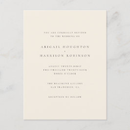 Minimalistische Typografie Blush & Cream Wedding Einladungspostkarte
