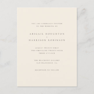 Minimalistische Typografie Blush & Cream Wedding Einladungspostkarte