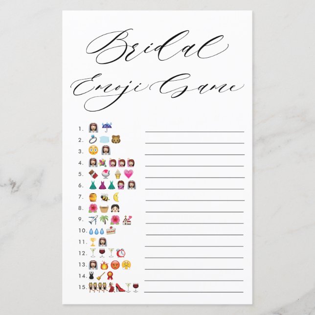Minimalistische Typografie Brautparty Emoji Game (Vorderseite)