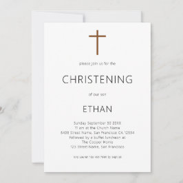 Minimalistische Typografie Cross Christening Einladung