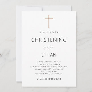 Minimalistische Typografie Cross Christening Einladung