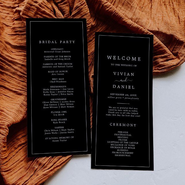 Minimalistische Typografie | Dark Black Wedding Pr Programm (Von Creator hochgeladen)