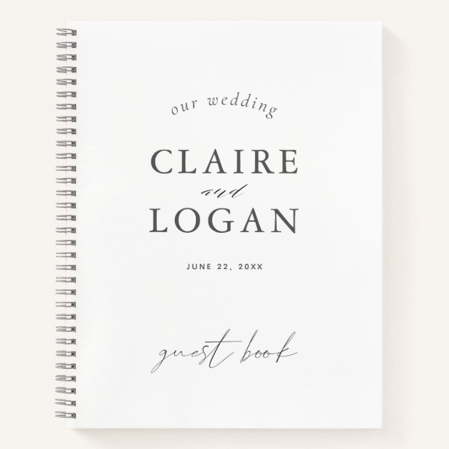 Minimalistische Typografie Elegant Wedding Gästebu Notizbuch (Vorderseite)