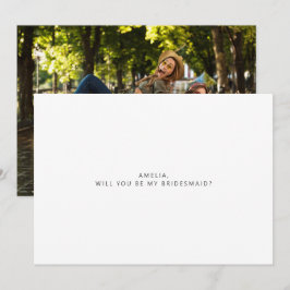 Minimalistische Typografie Foto Bridesmaid Vorschl Mitteilungskarte