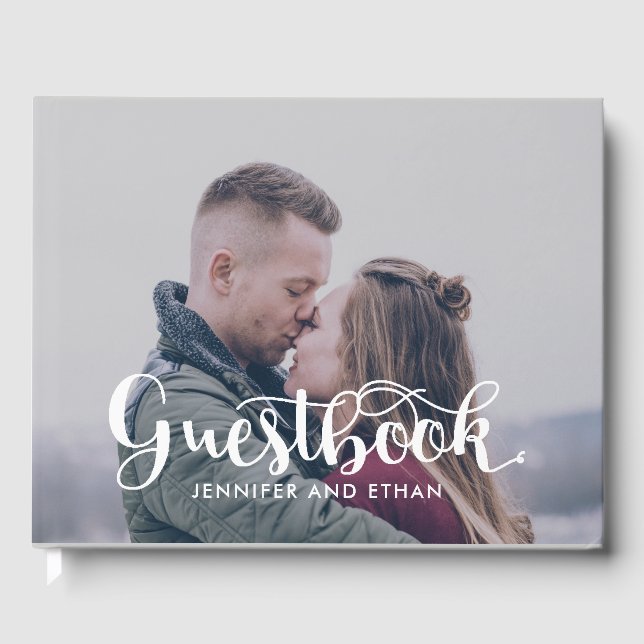 Minimalistische Typografie Foto Wedding Guestbook Gästebuch (Vorderseite)