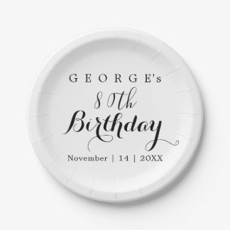 Minimalistische Typografie Geburtstagsfeier Design Pappteller