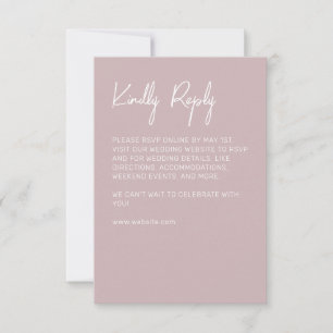 Minimalistische Typografie Helle Rose RSVP Karte
